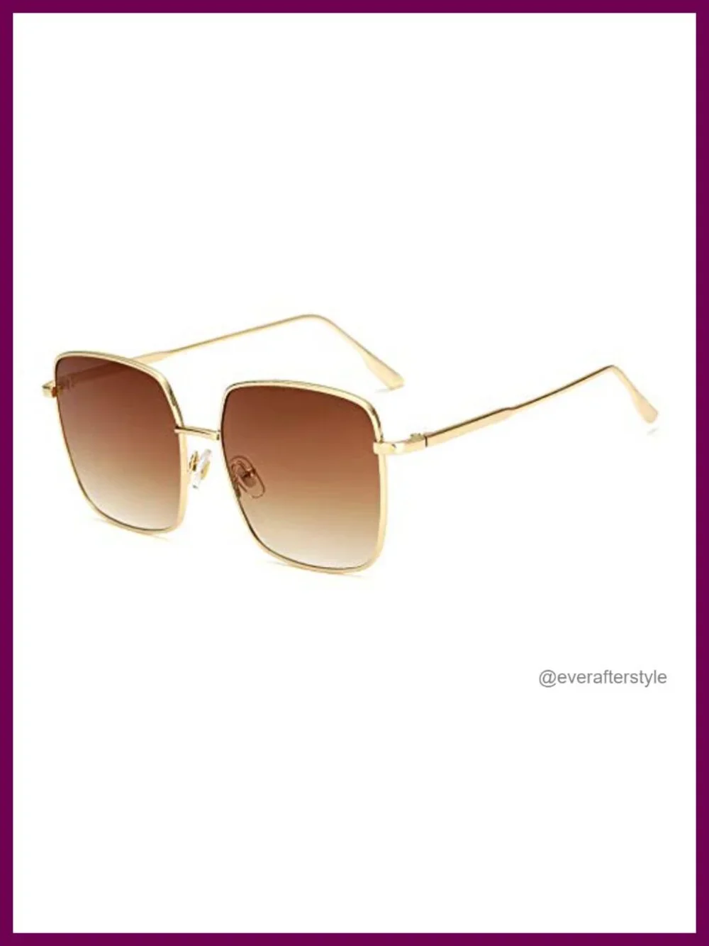 Retro Oversized Square Sunglasses Women UV400 Protection Metal Frame